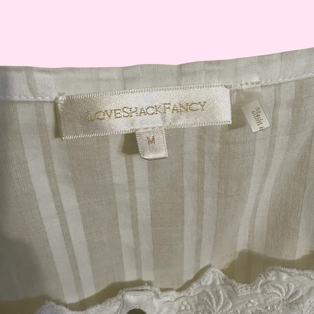 LoveShackFancy MEDIUM Anorette White Lace Blouse Milkmaid Romantic Cottagecore - Picture 3 of 7
